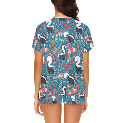 Skunk Print Design LKS302 Women's Short Pajama Set