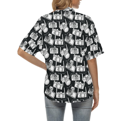Camera Pattern Print Design 01 Women's Hawaiian Shirt