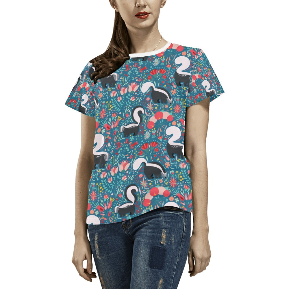 Skunk Print Design LKS302 Women's  T-shirt