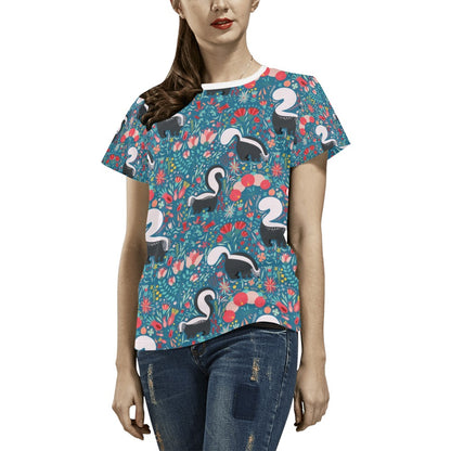 Skunk Print Design LKS302 Women's  T-shirt