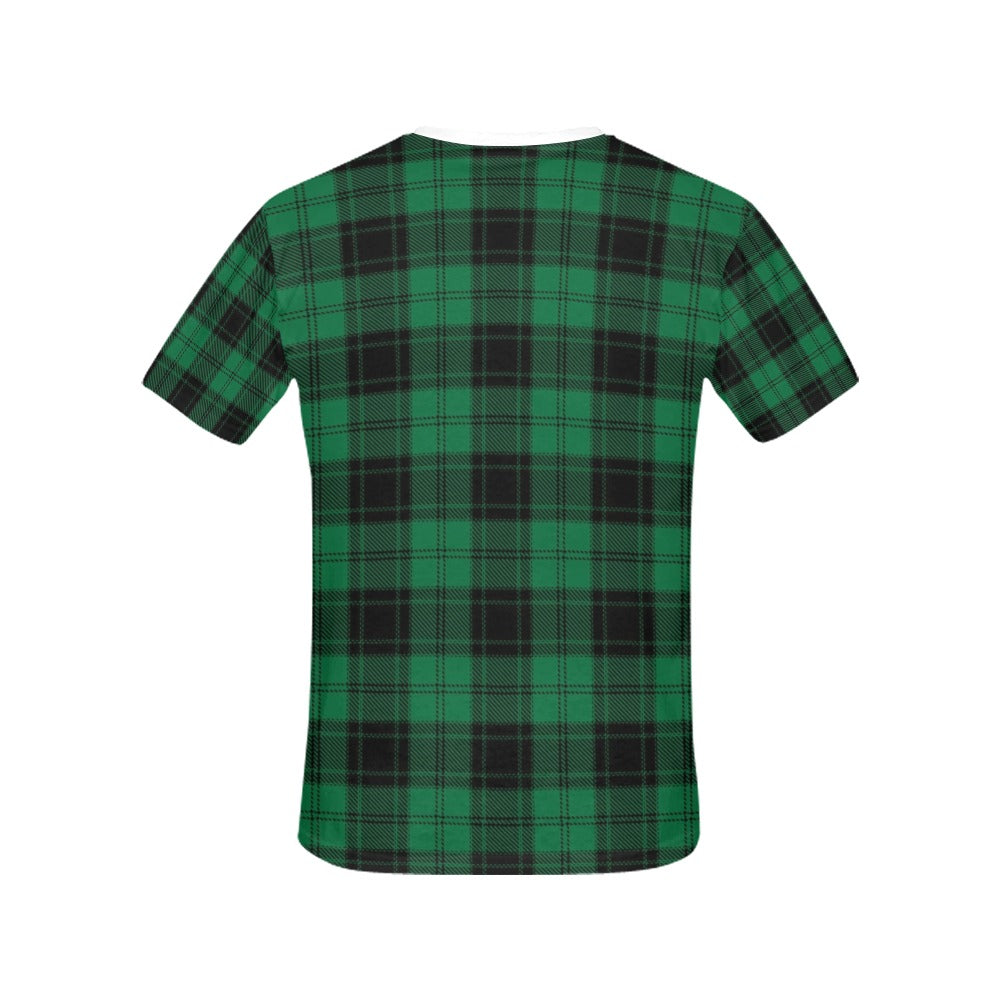 Tartan Green Print Design LKS302 Women's  T-shirt