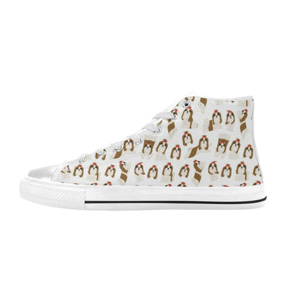 Shih Tzu Print Design LKS302 High Top Women's White Shoes