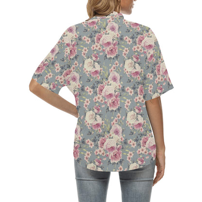 Peony Pattern Print Design PE05 Women's Hawaiian Shirt