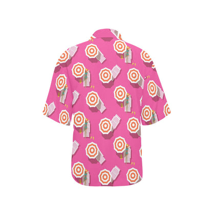 Beach Top View Umbrella Theme Women's Hawaiian Shirt