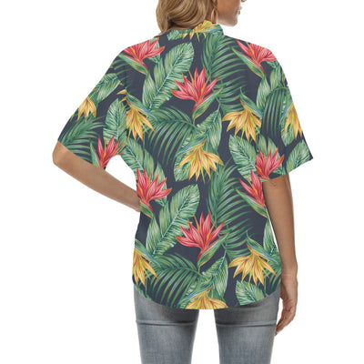 Bird Of Paradise Pattern Print Design BOP09 Women's Hawaiian Shirt