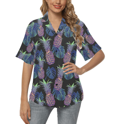 Pineapple Pattern Print Design PP04 Women's Hawaiian Shirt