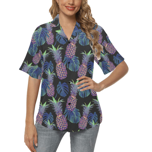 Pineapple Pattern Print Design PP04 Women's Hawaiian Shirt