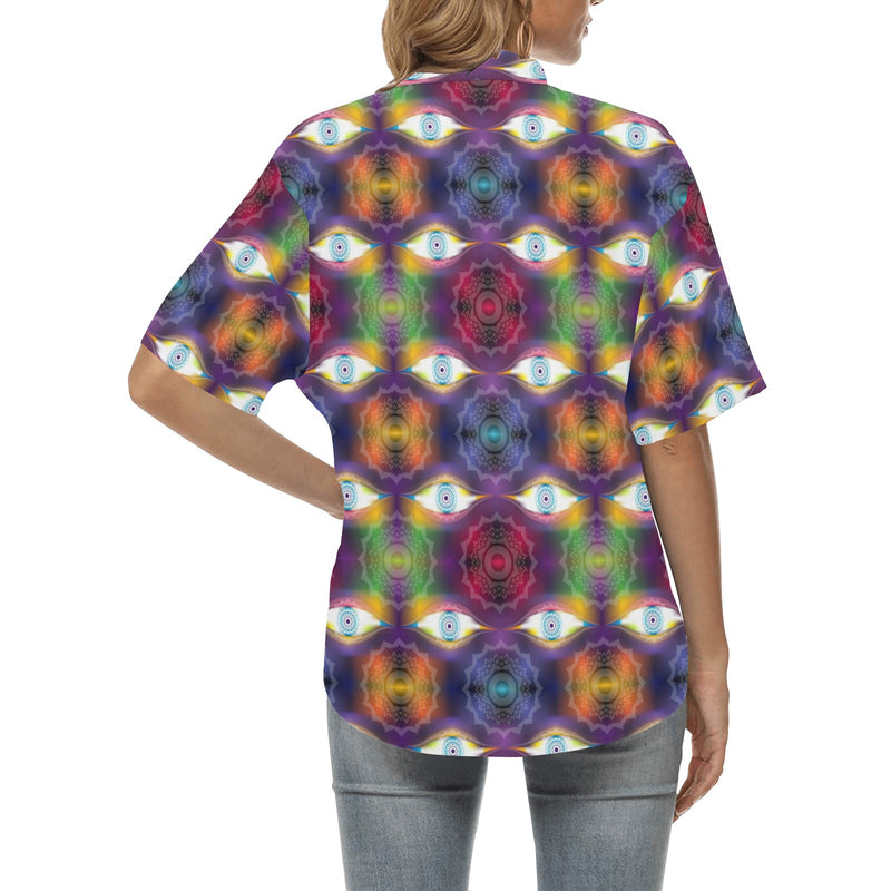 Chakra Eye Print Pattern Women's Hawaiian Shirt