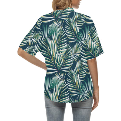 Sun Spot Tropical Palm Leaves hower Curtain Women's Hawaiian Shirt