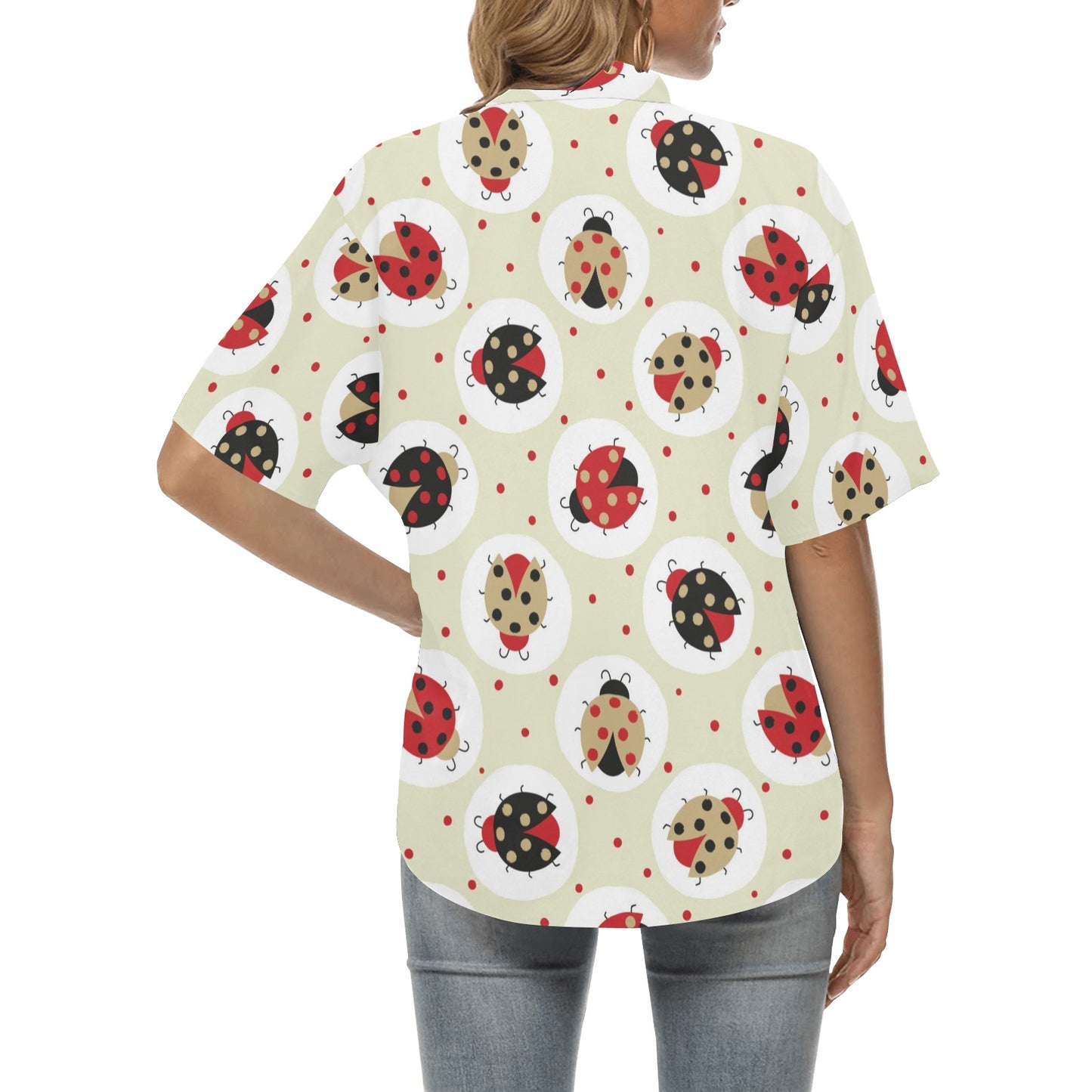 Ladybug Pattern Print Design 03 Women's Hawaiian Shirt