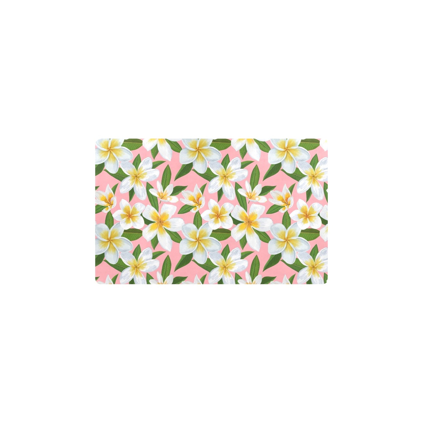 White Plumeria Pattern Print Design PM011 Kitchen Mat