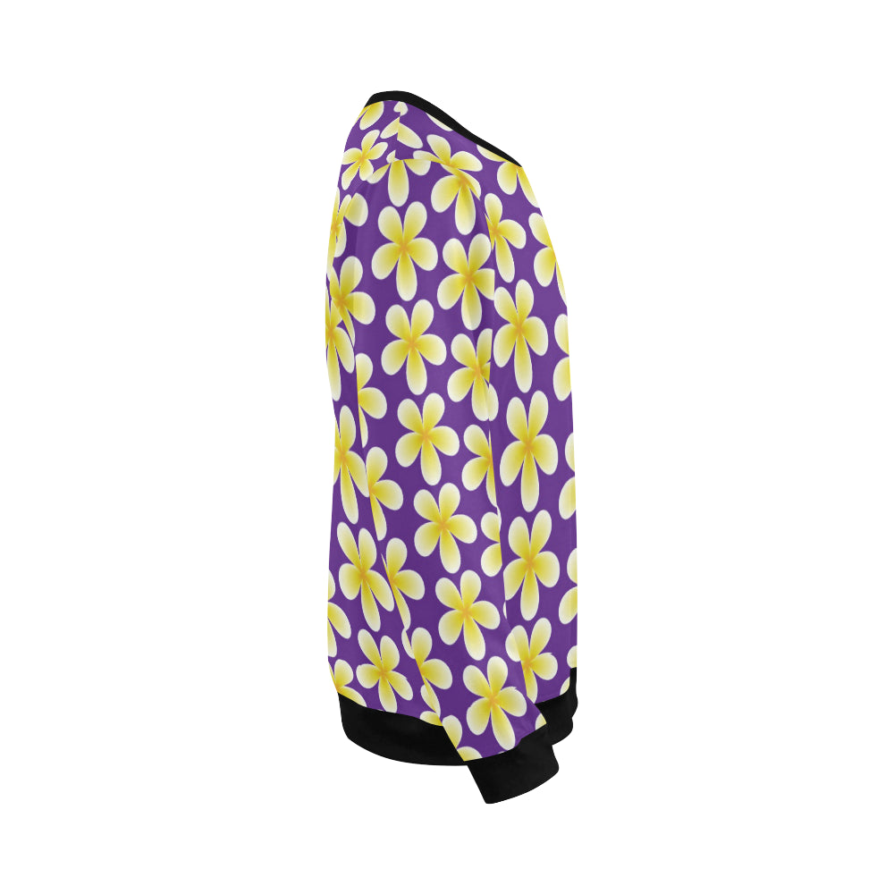Yellow Plumeria Pattern Print Design PM05 Men Long Sleeve Sweatshirt