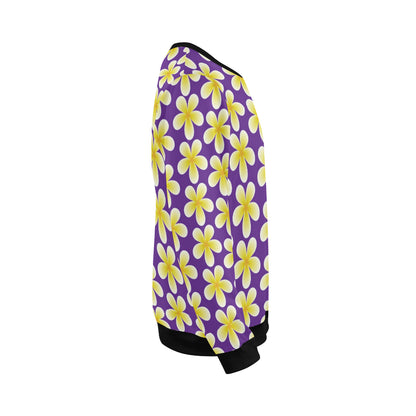 Yellow Plumeria Pattern Print Design PM05 Men Long Sleeve Sweatshirt