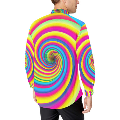 Vortex Twist Swirl Rainbow Design Men's Long Sleeve Shirt