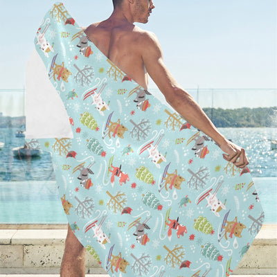 Ski Fox Cute Print Design LKS303 Beach Towel 32" x 71"