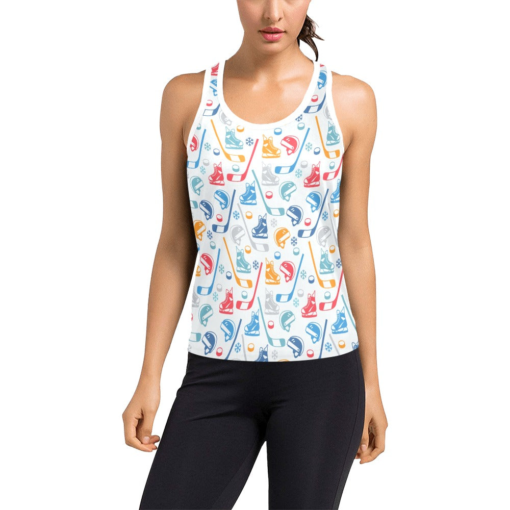 Hockey Equipment Print Design LKS301 Women's Racerback Tank Top