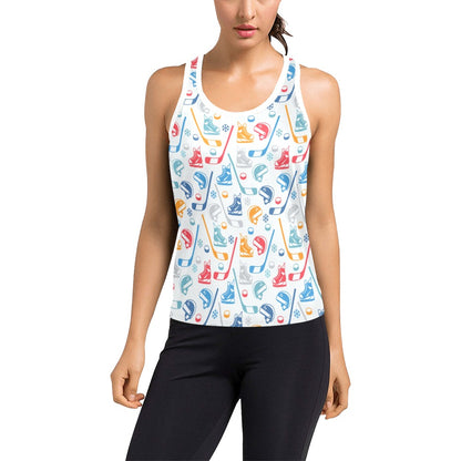 Hockey Equipment Print Design LKS301 Women's Racerback Tank Top