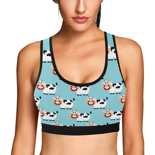 Cattle Cute Pattern Print Design 01 Sports Bra