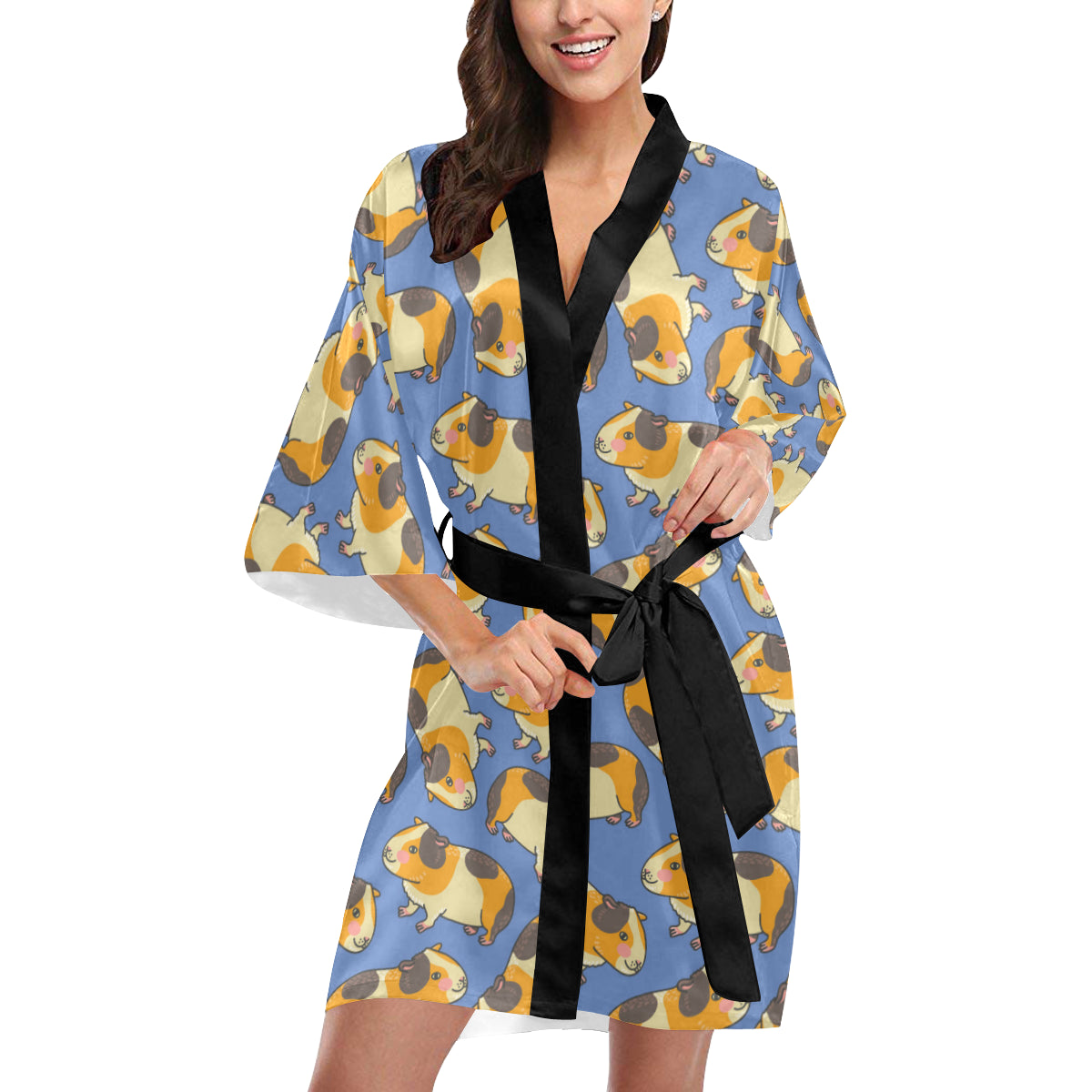 Guinea Pig Pattern Print Design 01 Women's Short Kimono
