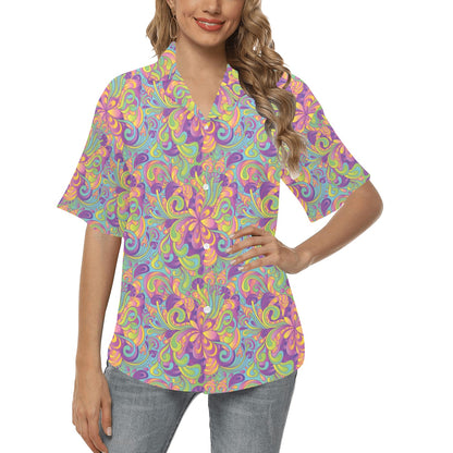 Trippy Print Design LKS306 Women's Hawaiian Shirt