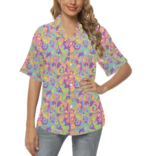 Trippy Print Design LKS306 Women's Hawaiian Shirt