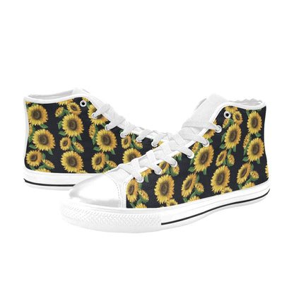 Sunflower Print Design LKS306 High Top Women's White Shoes
