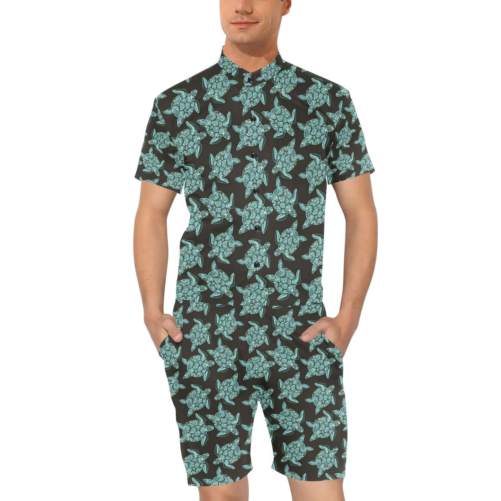 Sea Turtle Print Design LKS302 Men's Romper