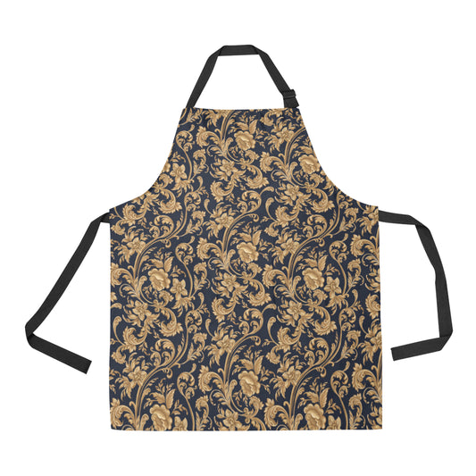 Baroque Golden Pattern Print Design 03 Apron with Pocket