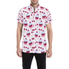 Cherry Cupcake Pink Pattern Men's Short Sleeve Button Up Shirt