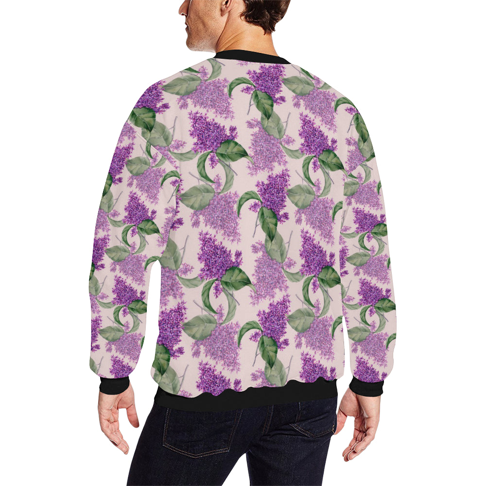 Lilac Pattern Print Design LI02 Men Long Sleeve Sweatshirt