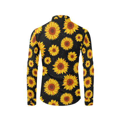Sunflower Pattern Print Design SF09 Men's Long Sleeve Shirt