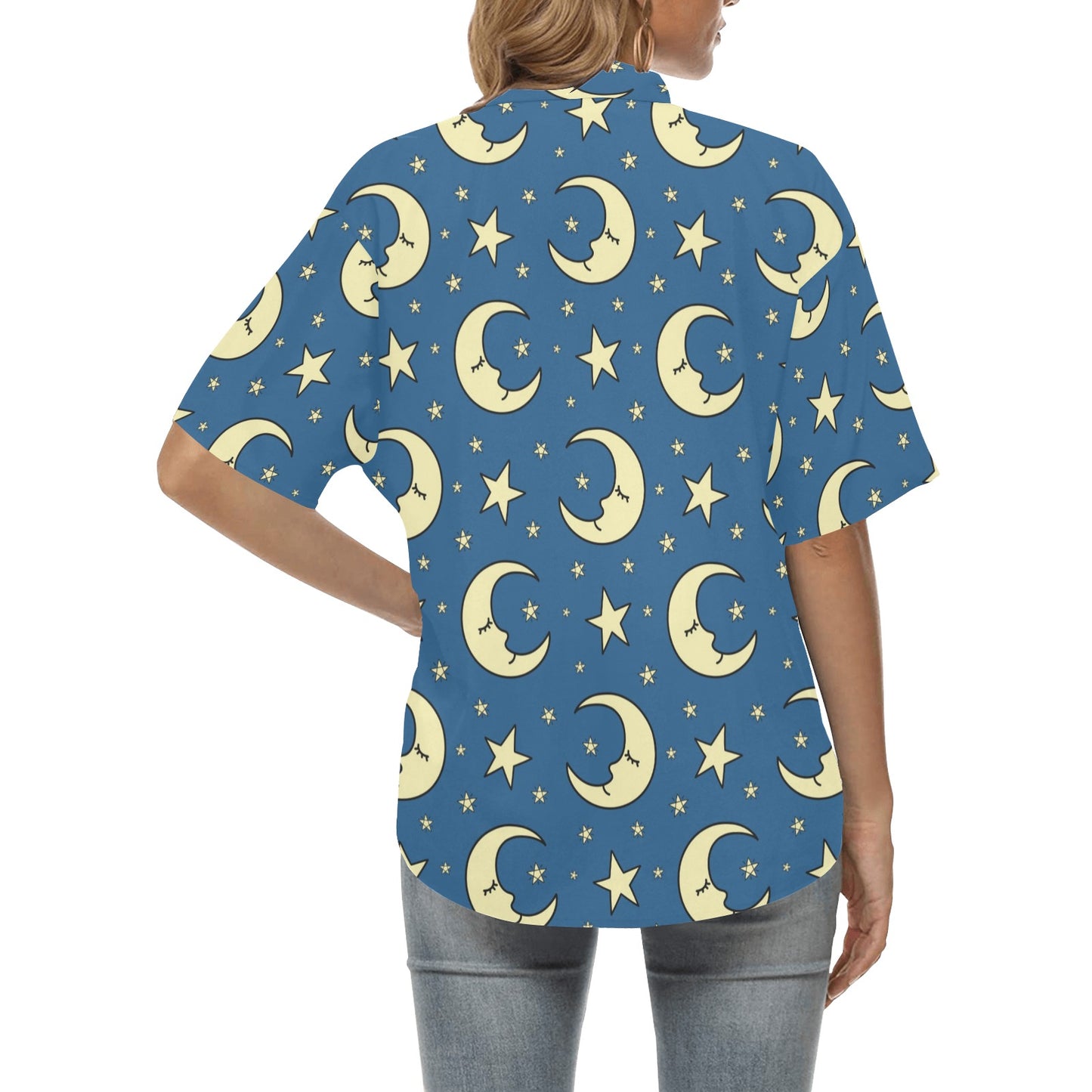 Moon Night Pattern Print Design 03 Women's Hawaiian Shirt