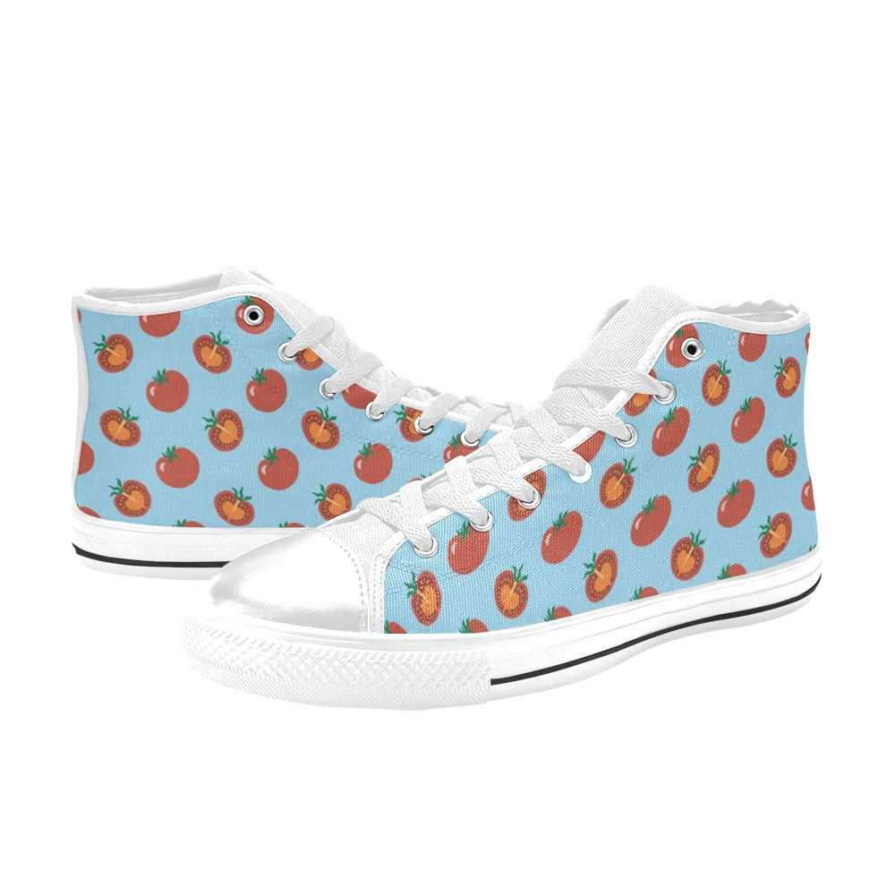Tomato Print Design LKS304 High Top Women's White Shoes