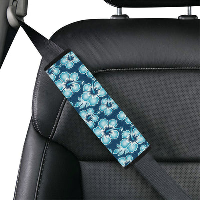 Blue Hibiscus Pattern Print Design HB011 Car Seat Belt Cover