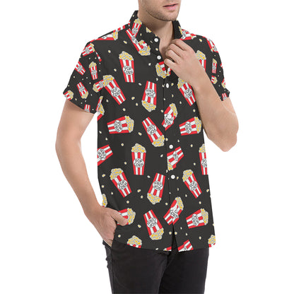 Popcorn Pattern Print Design A01 Men's Short Sleeve Button Up Shirt