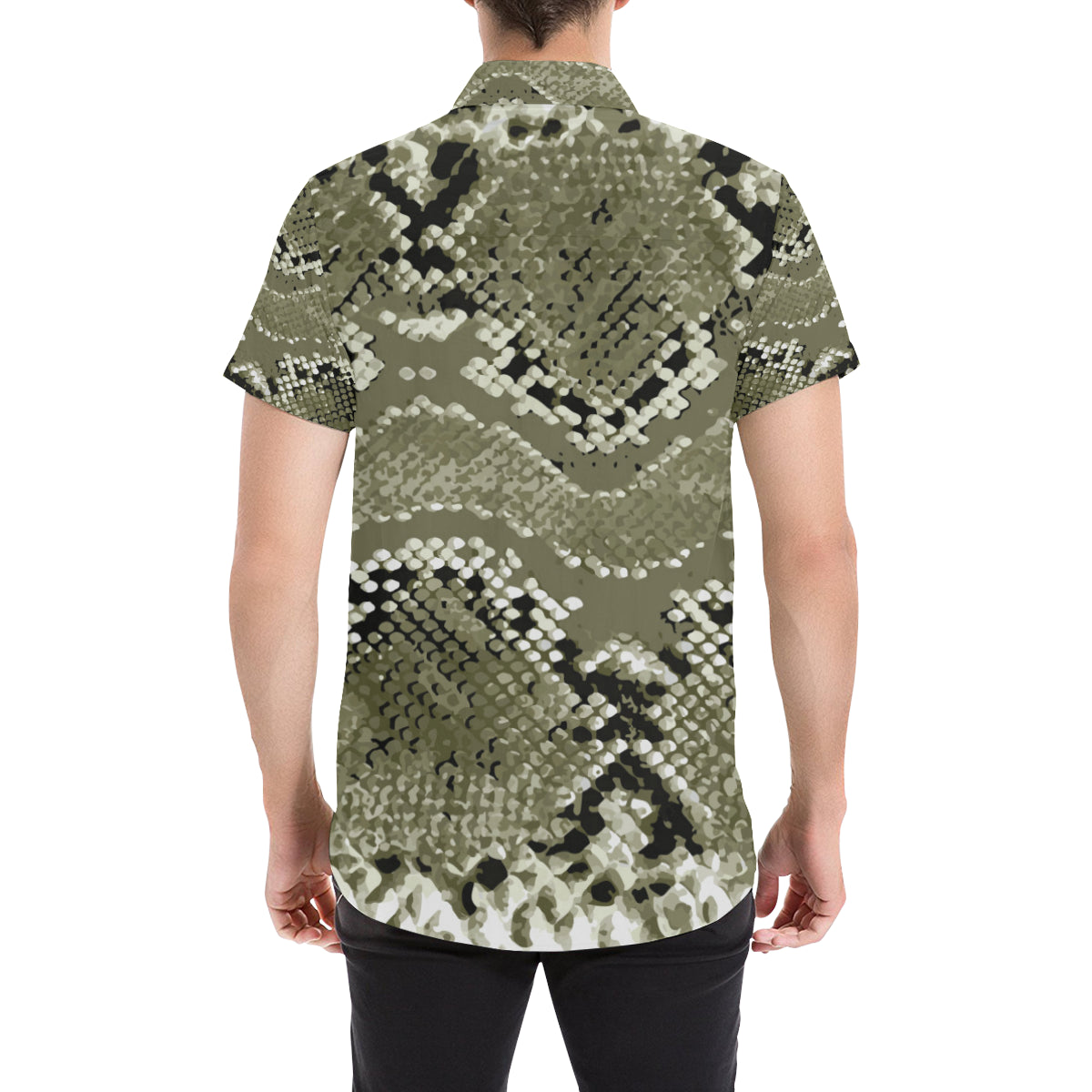 Python Pattern Print Design A04 Men's Short Sleeve Button Up Shirt