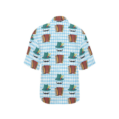 Accordion Mustache Pattern Print Design 01 Women's Hawaiian Shirt