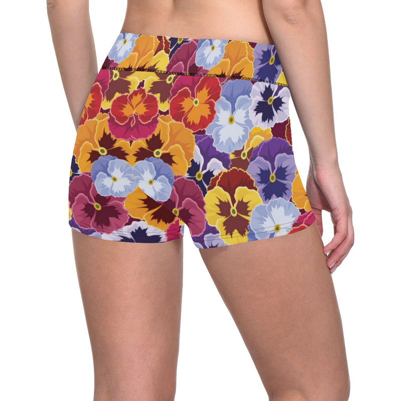 Pansy Pattern Print Design PS01 Yoga Shorts