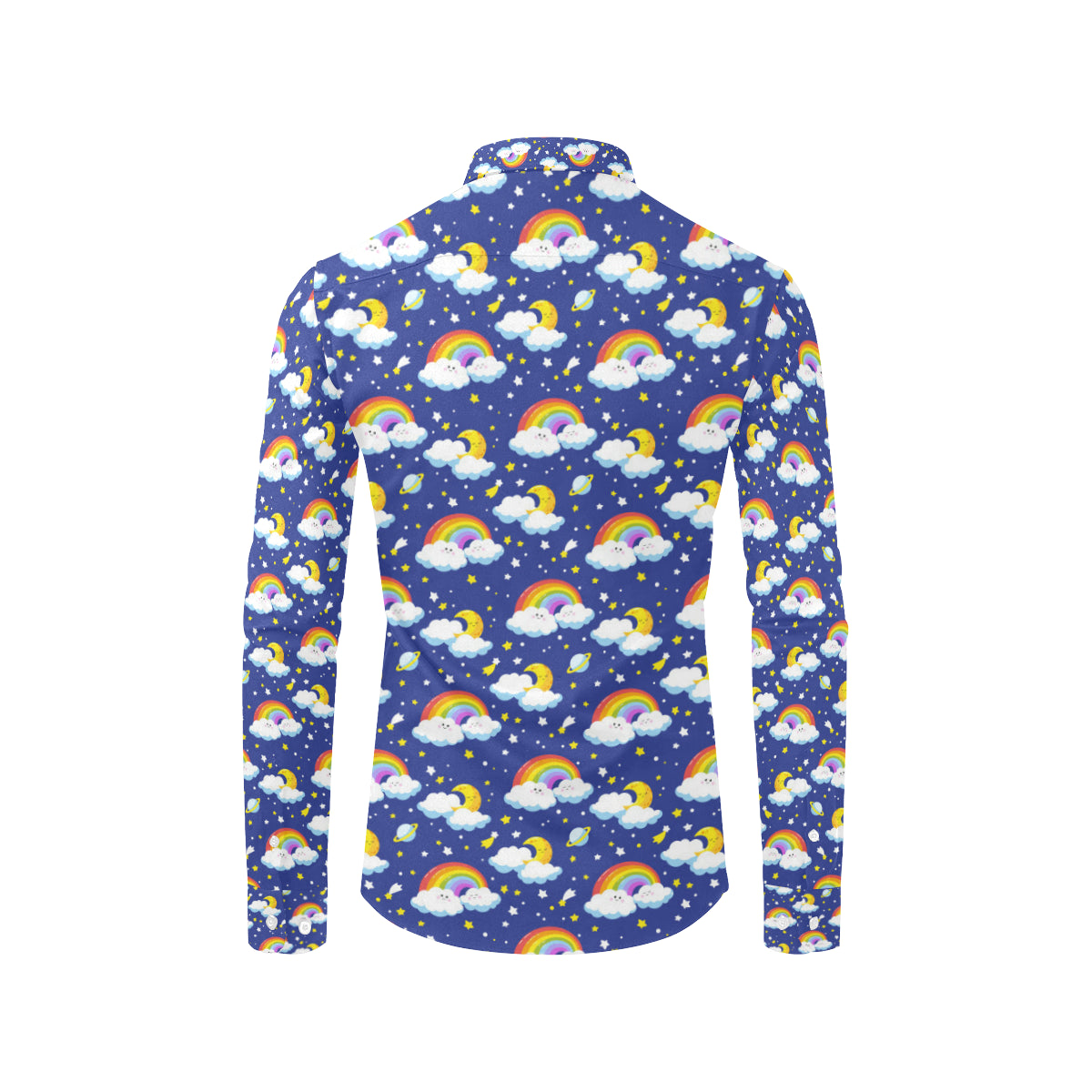 Rainbow Space Design Print Men's Long Sleeve Shirt