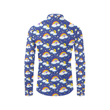 Rainbow Space Design Print Men's Long Sleeve Shirt
