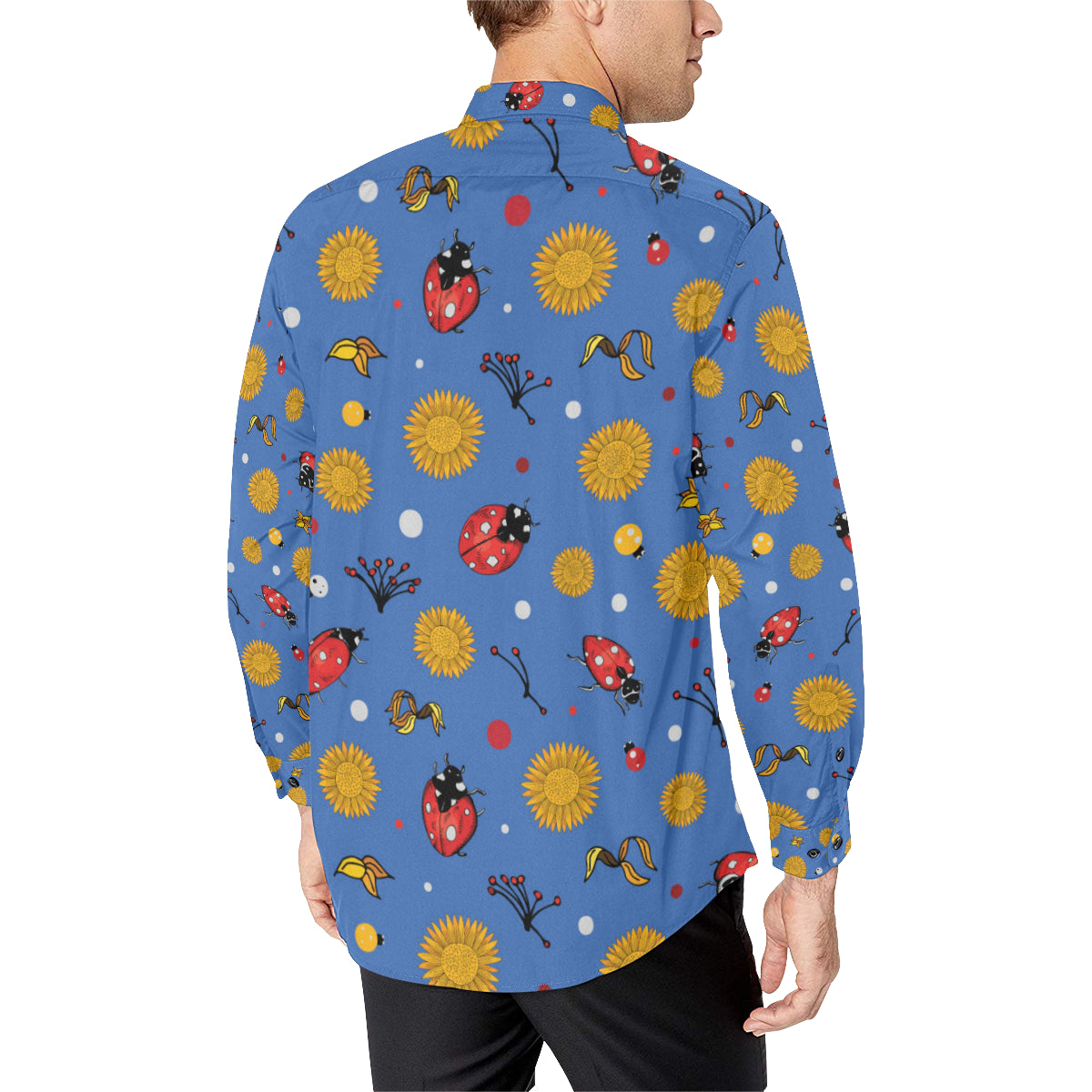 Ladybug Pattern Print Design 05 Men's Long Sleeve Shirt