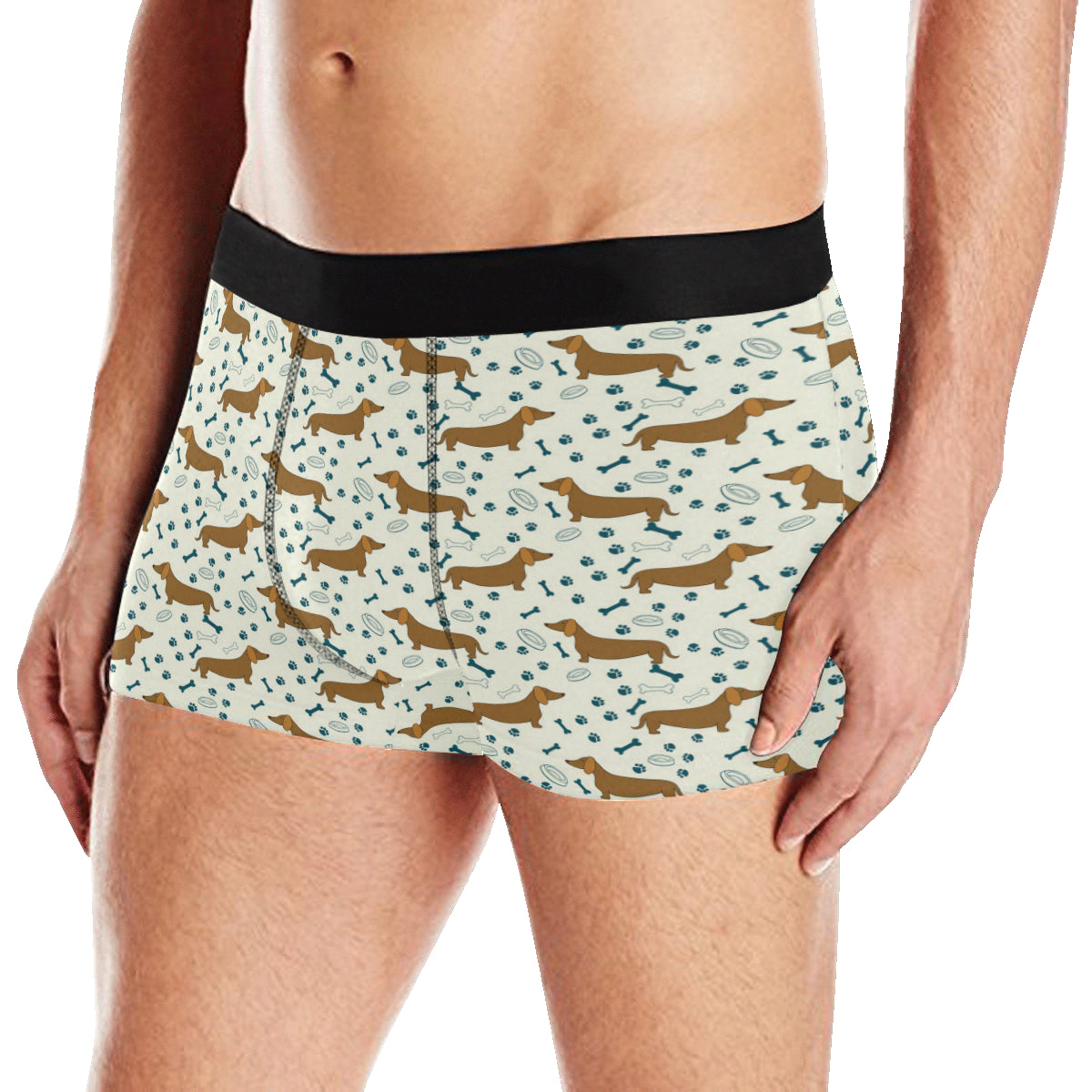 Dachshund Pattern Print Design 01 Men's Boxer Briefs