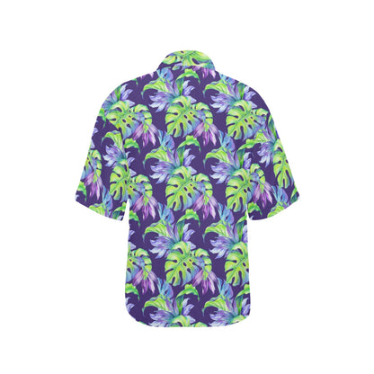 Tropical Flower Pattern Print Design TF019 Women's Hawaiian Shirt