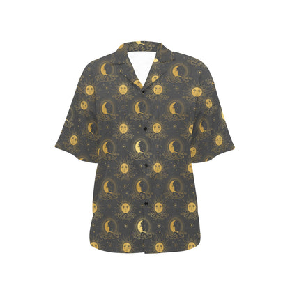 Celestial Moon Sun Pattern Print Design 05 Women's Hawaiian Shirt