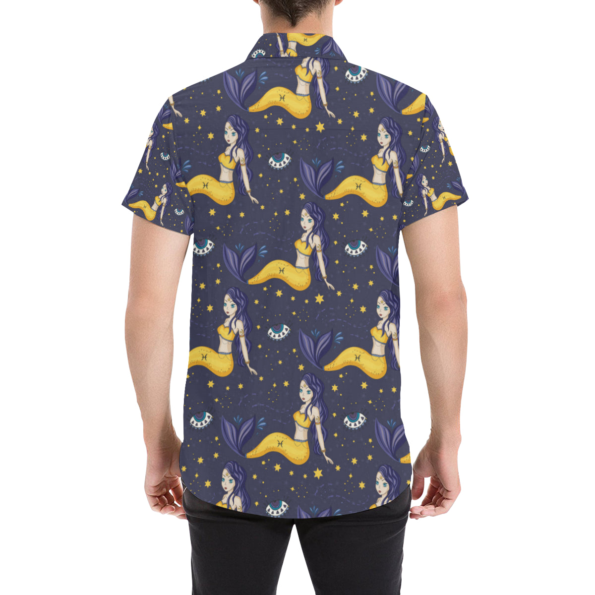 Pisces Pattern Print Design A04 Men's Short Sleeve Button Up Shirt