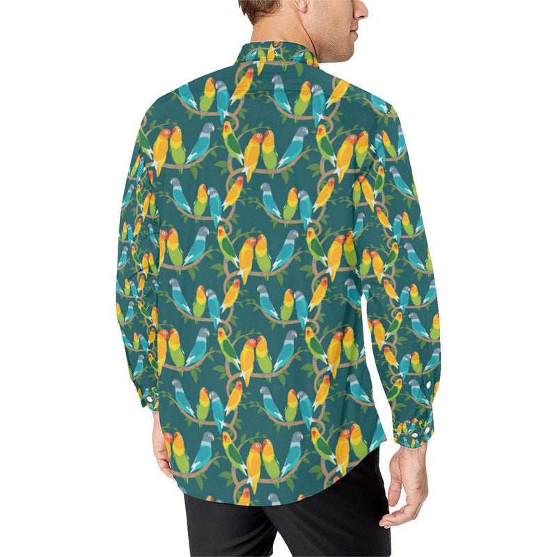 Lovebird Pattern Print Design 02 Men's Long Sleeve Shirt