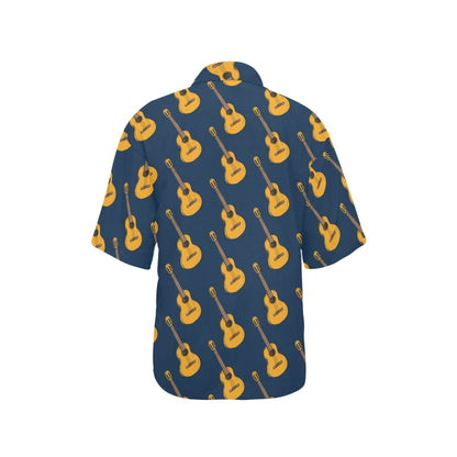 Acoustic Guitar Pattern Print Design 04 Women's Hawaiian Shirt