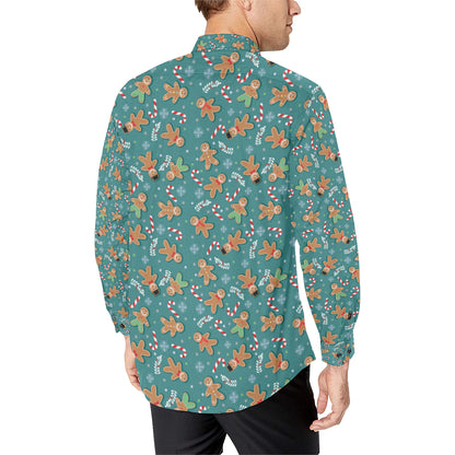Gingerbread Pattern Print Design 05 Men's Long Sleeve Shirt