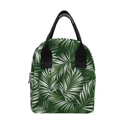 White Green Tropical Palm Leaves Insulated Lunch Bag