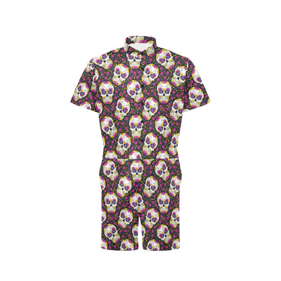 sugar skull Floral Pattern Men's Romper